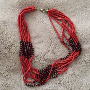 New red and black necklace very elegant